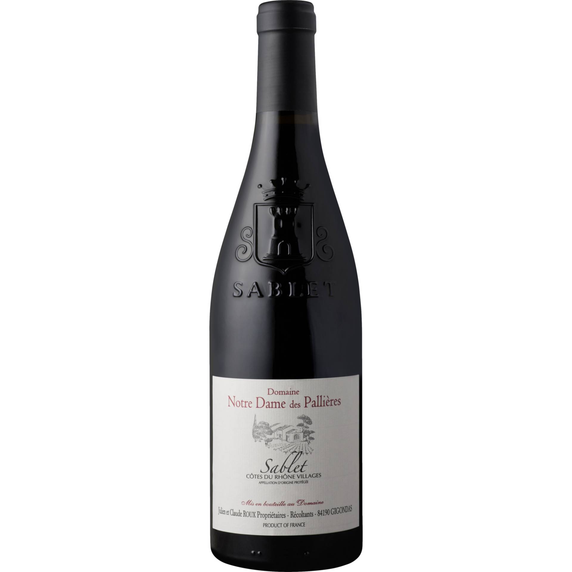 L'Olivet Côtes du Rhône Villages Sablet, Côtes du Rhône Village AOP, Rhône, 2022, Rotwein von Domaine Notre Dame des Pallières - 311,Route de Lencieux, 84190 Gigondas, Frankreich