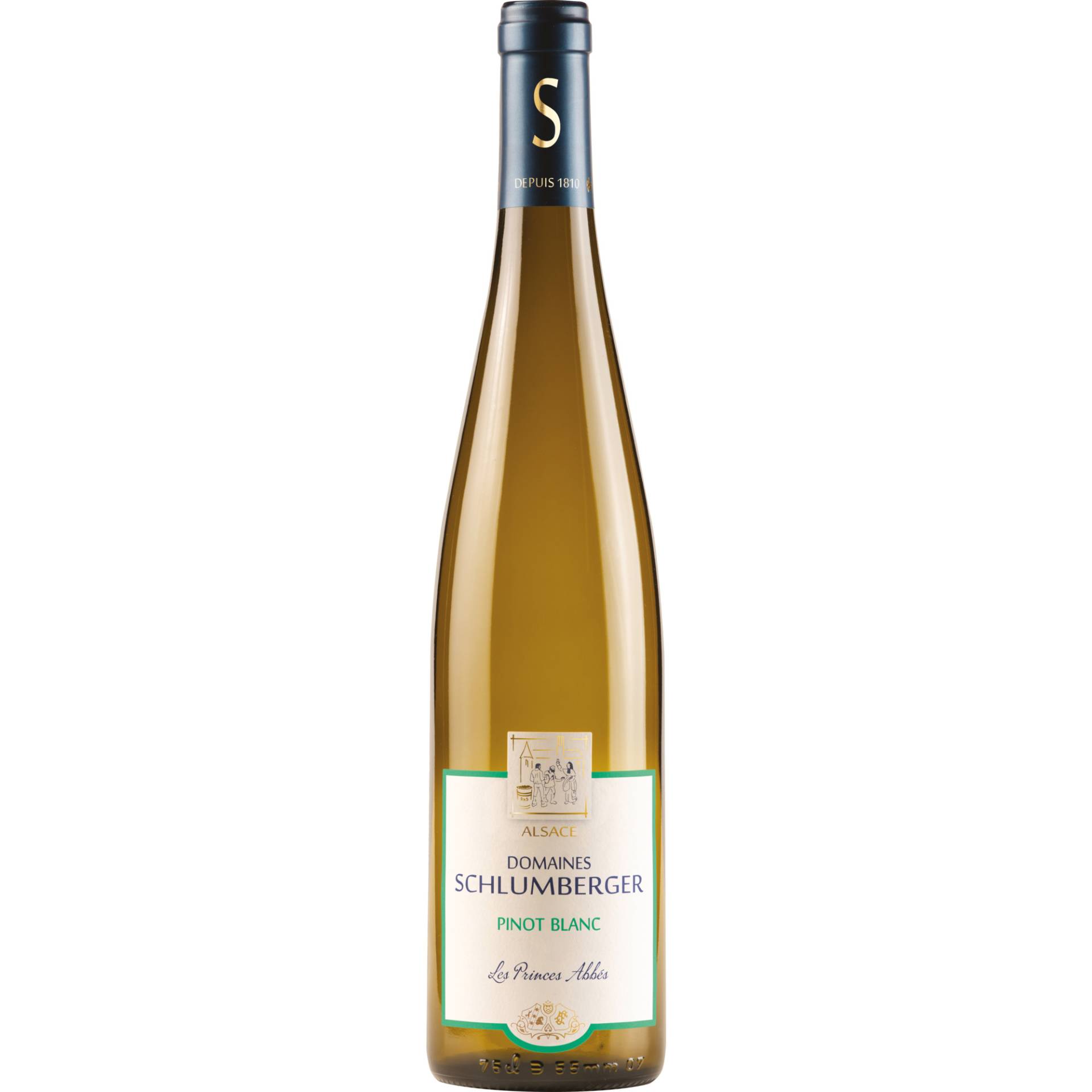 Pinot Blanc Les Princes Abbés, Alsace AOP, Elsass, 2022, Weißwein von Domaines Schlumberger 100, Rue Th. Deck 68500 GUEBWILLER (Alsace/France)