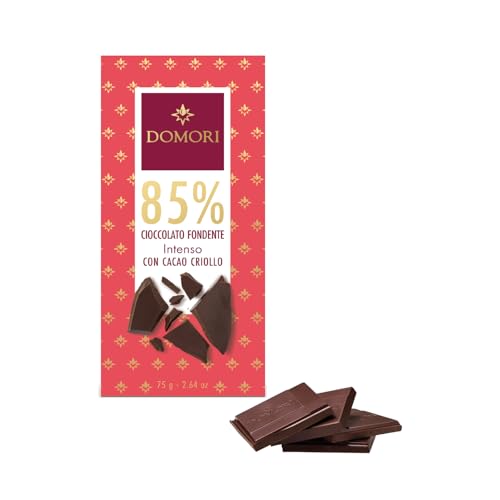 Domori® | Dunkle Schokolade 85 % Criollo-Kakao | 85 % dunkle Schokoladentafel mit rundem Geschmack – 1 x 75 g von Domori