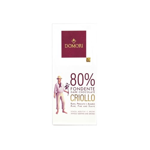 Domori® | Schöne dunkle Schokolade | Dunkle Schokolade Criollo Tafel 80% - 50 Gr | Schokoladennotizen Getrocknete Feigen & Datteln von Domori