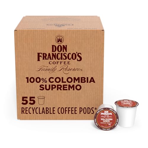 Don Francisco's 100 % Kolumbien Supremo (55 Stück) recycelbare Kaffeepads, kompatibel mit Keurig K-Cup Brauern von Don Francisco's