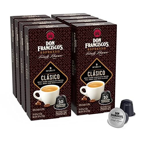 Don Francisco's Espresso-Kapseln, Clasico, Intensität 9, dunkel geröstet, 80 Stück, recycelbare Aluminium-Espresso-Kapseln, kompatibel mit Ihren Nespresso Original Line Brauern von Don Francisco's