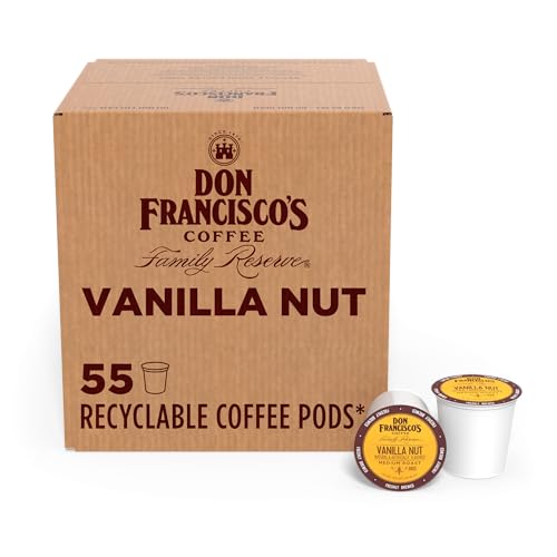 Don Francisco's Recycelbare Kaffeepads mit Vanillenussgeschmack, kompatibel mit Keurig K-Cup Brauern, 55 Stück von Don Francisco's