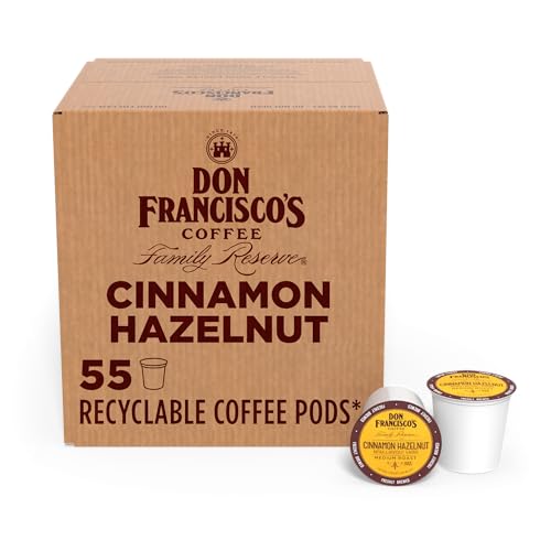 Don Francisco's Recycelbare Kaffeepads mit Zimt-Haselnussgeschmack, kompatibel mit Keurig K-Cup Brauern, 55 Stück von Don Francisco's