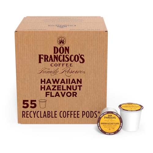 Don Francisco's Recycelbare Kaffeepads mit hawaiianischem Haselnussgeschmack, kompatibel mit Keurig K-Cup Brauern, 55 Stück von Don Francisco's