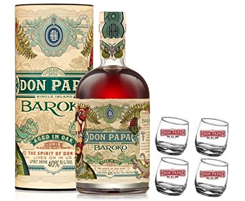 DON PAPA BAROKO RUM 70 CL + 4 BICCHIERI SERIGRAFATI BASCULANTI white logo von Don Papa