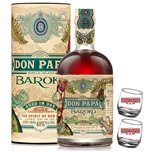 RUM DON PAPA BAROKO 70 CL + 2 SERIGRAPHED GLASS white logo von Don Papa