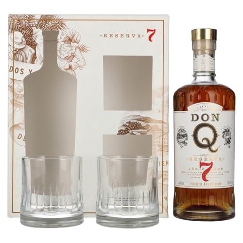 Don Q RESERVA Añejo 7 Años Puerto Rican Rum 40% Vol. 0,7l in Geschenkbox mit 2 Gläsern von Don Q