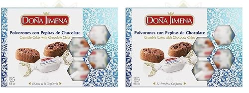 DOÑA JIMENA – Schoko-Polvorones mit Schokoladenstückchen, höchste Qualität, typisches Weihnachtsgebäck, handwerklich hergestelltes Rezept, 250 g (Packung mit 2) von Doña Jimena