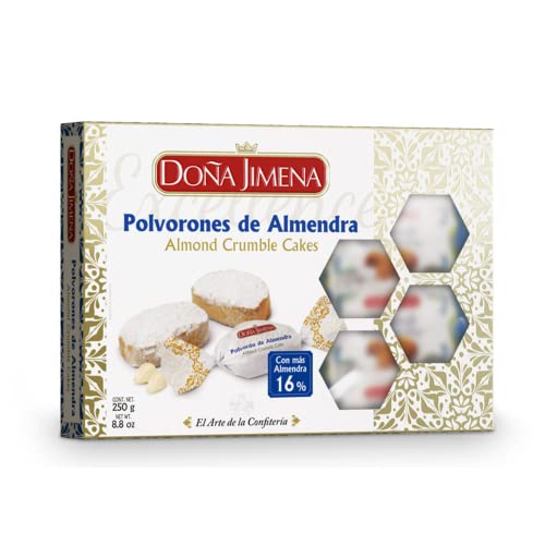 Doña Jimena|POLVORONES DE ALMENDRA, Almond Crumble Cakes | Typisch andalusische Süßigkeit höchster Qualität| Packung mit traditionell hergestellten | Mandeln| 250 Gramm von Doña Jimena