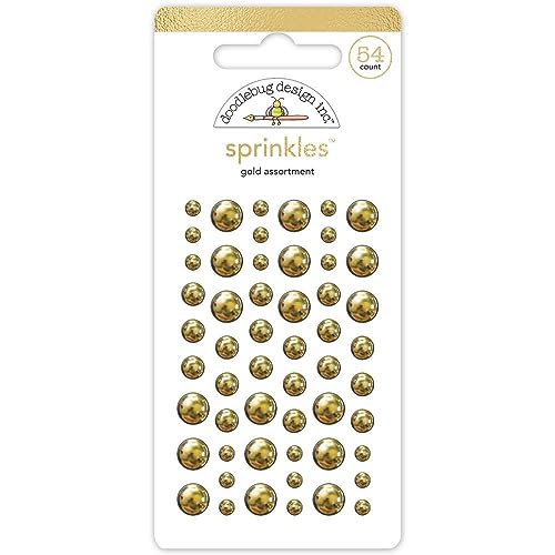 Doodlebug Sprinkles Adhesive Enamel Shapes-Gold Assortment, Hello Again von Doodlebug