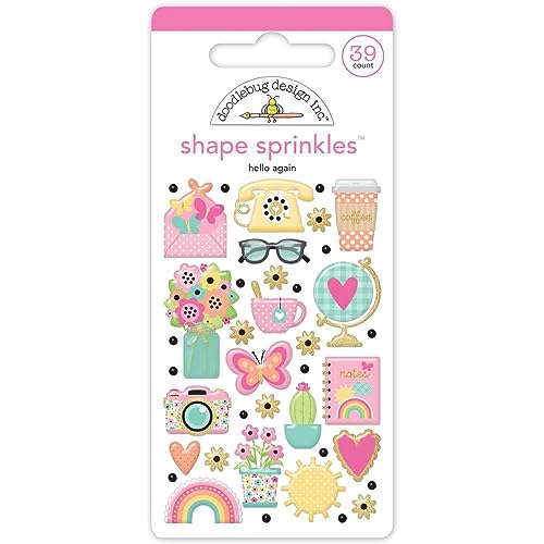 Doodlebug Sprinkles Adhesive Enamel Shapes-Hello Again von Doodlebug