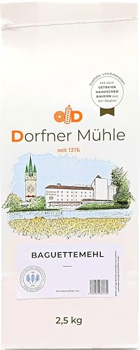 Baguettemehl - Mehlmischung aus Bayern für ein Baguette wie aus Frankreich. Farine de blé T65 (2,5 kg) von Dorfner Mühle