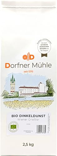 Bio Dinkeldunst [2,5kg] - Wiener Grießler, Spätzlemehl ein doppelgriffiges Mehl aus Bayern - 100% Dinkel aus biologischem Anbau ohne Zusätze von Dorfner Mühle