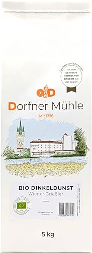 Bio Dinkeldunst - Wiener Grießler, Spätzlemehl ein doppelgriffiges Mehl aus Bayern - 100% Dinkel aus biologischem Anbau ohne Zusätze (5kg) von Dorfner Mühle