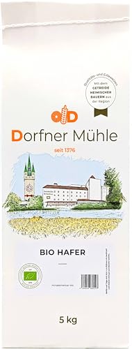 Bio Hafer - ganzes Korn aus Bayern - 100% Hafer aus kontrolliert biologischem Anbau - ohne Zusätze (5kg) von Dorfner Mühle