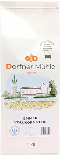 Emmer Vollkornmehl - Urkorn-Mehl aus Bayern als Ersatz für Weizen - 100% Emmer (5kg) von Dorfner Mühle