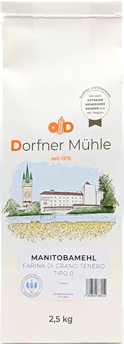 Manitobamehl - Farina Di Grano Tenero - Tipo 0 - Sehr backstarkes Mehl für Pizza, Ciabatta und Vorteige (2,5kg) von Dorfner Mühle