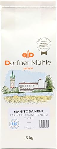 Manitobamehl - Farina Di Grano Tenero - Tipo 0 - Sehr backstarkes Mehl für Pizza, Ciabatta und Vorteige (5kg) von Dorfner Mühle