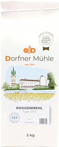 Roggenmehl Type 1370 [5kg] - Dunkles Roggenmehl aus Bayern für herzhafte Roggenbrote, Mischbrote und Sauerteig - 100% Roggen ohne Zusätze von Dorfner Mühle