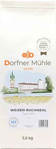 Weizen Ruchmehl [2,5kg] - Traditionelles Mehl für rustikale Weizenbrote und -brötchen, Schweizer Bürli und herzhafte Backwaren - 100% Weizen ohne Zusätze von Dorfner Mühle