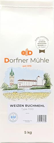 Weizen Ruchmehl [5kg] - Traditionelles Mehl für rustikale Weizenbrote und -brötchen, Schweizer Bürli und herzhafte Backwaren - 100% Weizen ohne Zusätze von Dorfner Mühle