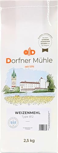 Weizenmehl Type 812 [2,5kg] - Universal einsetzbares Mehl aus Bayern für Brot, Brötchen und Gebäck - 100% Weizen ohne Zusätze von Dorfner Mühle