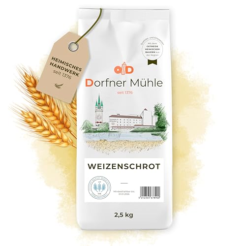 Weizenschrot [2,5kg] - schonend geschroteter Weizen aus Bayern für rustikale Brote - 100% Weizen ohne Zusätze von Dorfner Mühle