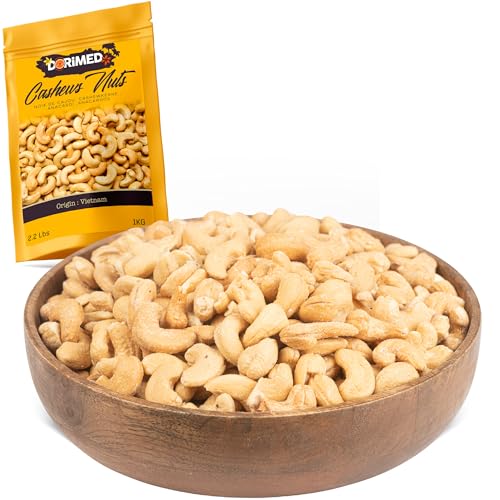 Cashewnüsse gesalzen 1 kg | Cashwekerne, salzig | Ganze gesalzene Cashewnüsse | Anacardium Occidentale | Geröstet Cashewnüsse | geschält Cashewnüsse | Vegane und vegetarische Ernährung | Dorimed von DORiMED