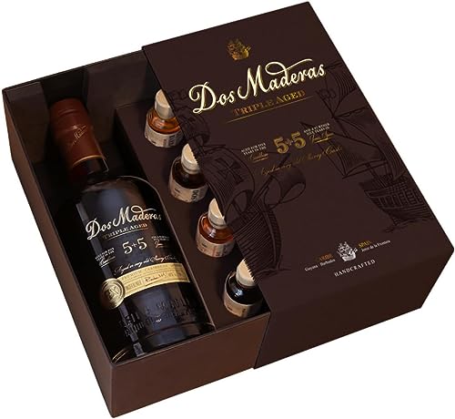 Dos Maderas Tasting Set | Exklusiver Alterungsprozess | 1 x 0,7l 10 Jahre gereifter Rum und 4 Samples a 22ml | 40 % Volume von Dos Maderas