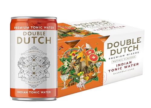 DOUBLE DUTCH Indian Tonic Water | 6 x 150ml dosen | 100% natürliche Inhaltsstoffe | Kalorienarm | Mixer Cocktails | Ohne künstliche Farb, Konservierungs oder Geschmacksstoffe (6 x 150ml) von Double Dutch