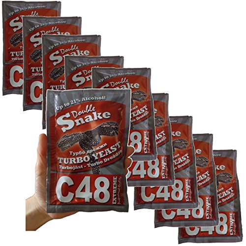 10 x Double Snake C48 Turbo Hefe, 25 l, 14 % - 21 % Alkoholgehalt (Alkoholgehalt von Alkoholgehalt bis zu 10 Stück) von Double Snake