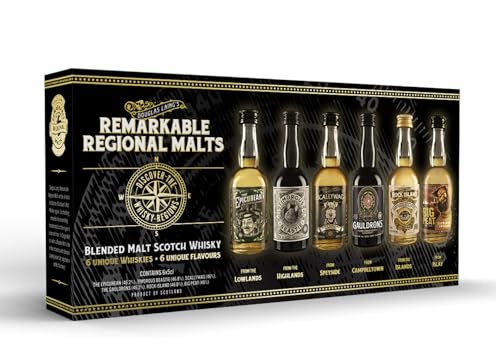 Regional Malts Miniature Set | Malt Scotch Whisky Tastingset |Rundreise durch Schottland's Whiskyregionen | Big Peat , Scallywag, Rock Island,The Gauldrons,Timorous Beastie,The Epicurean|6*0,05 Liter von Douglas Laing & Co.