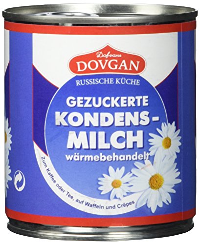 Dovgan Gezuckerte Kondensmilch, 8 prozent Fett, Easy Open, 6er Pack (6 x 397 g) von Dovgan