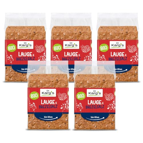 Dr. Kargs Bio Vollkorn Knäckebrot Lauge und Brezelsalz 200g 5er Pack von Dr Karg