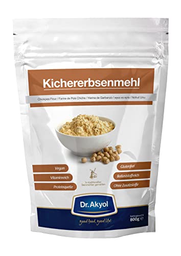 Dr. Akyol Kichererbsenmehl | 4kg (5x800g) |Premium Kichererbsen | Glutenfrei | Vegan | Vegan Protein (High Protein) | Low Carb | Glutenfreie Lebensmittel | Mehl | Brot | Glutenfreies Mehl von Dr. Akyol