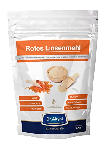 Dr. Akyol Rotes Linsenmehl 800g | Premium Rote Linsen | Glutenfrei | Vegan | Vegan Protein | Backen | Low Carb | Glutenfreie Lebensmittel | Glutenfreies Mehl | Mehl von Dr. Akyol