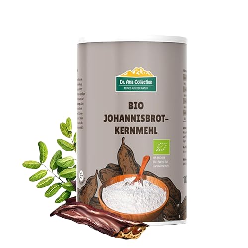 AnaVita BIO-Johannisbrotkernmehl 100g | veganes Bindemittel für Eis, Suppen und vieles mehr | glutenfrei | ohne Zusatzstoffe | Geschmacklos und Geruchlos | 7 kreative Rezepte GRATIS inkl. von Dr. Ana Collection