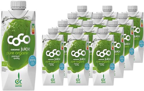 Dr. Antonio Martins - Coco Juice Pur I 100% Natürliches Kokoswasser I Erfrischend I Hydratisierend I Ohne Zusatzstoffe I Vegan I Bio (12x 500 ml) von Dr. Antonio Martins