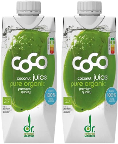 Dr. Antonio Martins - Coco Juice Pur I 100% Natürliches Kokoswasser I Erfrischend I Hydratisierend I Ohne Zusatzstoffe I Vegan I Bio (2x 500 ml) von Dr. Antonio Martins