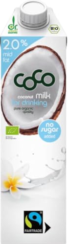 Dr. Antonio Martins - Coco Milk for Drinking mit 2,0% Fett I Leckere Milch Alternative I Ohne Zuckerzusatz | Vegan | Bio | FAIRTRADE (1x 1000 ml) von Dr. Antonio Martins