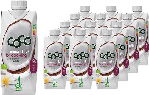 Dr. Antonio Martins - Coco Milk for Cooking mit nur 9% Fett | Ideal zum Kochen und Backen I Leicht und Cremig I Vegan I Bio (12x 500 ml) von Dr. Antonio Martins