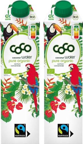 Dr. Antonio Martins - Coconut Water Pur | 100% Bio-Cocoswasser I Natürlich Erfrischend I Ohne Zusatzstoffe I Vegan I Bio | FAIRTRADE (2x 1000 ml) von Dr. Antonio Martins