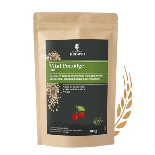 Dr. Budwig® Bio Vital Porridge ohne Zucker (700g) | Veganes Vital Porridge aus Bio Haferflocken glutenfrei, Buchweizen Bio & Leinsamen Bio | Glutenfreie Haferflocken Bio | Protein Müsli ohne Zucker von Dr. Johanna Budwig