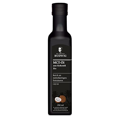 Dr. Budwig® MCT Öl Bio Kokosöl nativ kaltgepresst (250ml) | reich an C8 & C10 Fettsäuren | Für vegane & ketogene Ernährung | Kokosöl flüssig geschmacksneutral | MCT Oil | Ketone zum trinken von Dr. Johanna Budwig