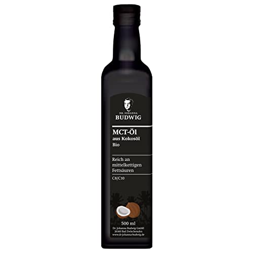 Dr. Budwig® MCT Öl Bio Kokosöl nativ kaltgepresst (500ml) | reich an C8 & C10 Fettsäuren | Für vegane & ketogene Ernährung | Kokosöl flüssig geschmacksneutral | MCT Oil | Ketone zum trinken von Dr. Johanna Budwig