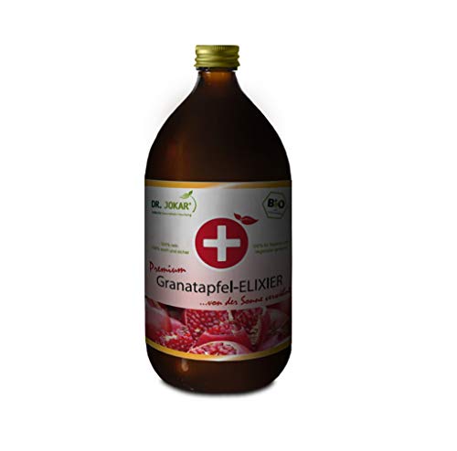 Bio Granatapfel Elixier (500 ml) von Dr. Jokar – Direktsaft aus reifen Granatapfelfrüchten, unverfälscht, ohne Zucker oder andere Zusätze. Deutsche Herstellung von Dr. Jokar