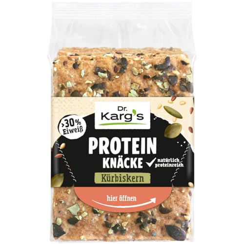 Dr. Karg’s Protein-Knäckebrot Kürbiskern - knusprig, vegan, mit mehr als 30% Protein & weniger Kohlenhydraten, proteinreich, extra viele Kürbiskerne, vegane Proteinquelle, ohne Zusatzstoffe, 12x150g von Dr Karg