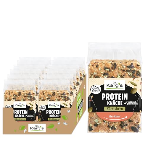 Dr. Karg’s Protein-Knäckebrot Kürbiskern - knusprig, vegan, mit mehr als 30% Protein & weniger Kohlenhydraten, proteinreich, extra viele Kürbiskerne, vegane Proteinquelle, ohne Zusatzstoffe, 12x150g von Dr Karg