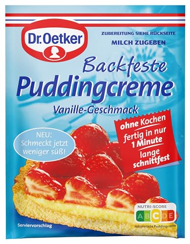 Dr. Oetker Backfeste Puddingcreme Vanille-Geschmack 16er Pack, 16 x 35 g, Blechkuchen oder Obstkuchen: Mit der Backfesten Puddingcreme sind viele köstliche Leckereien einfach und schnell gebacken von Dr. Oetker